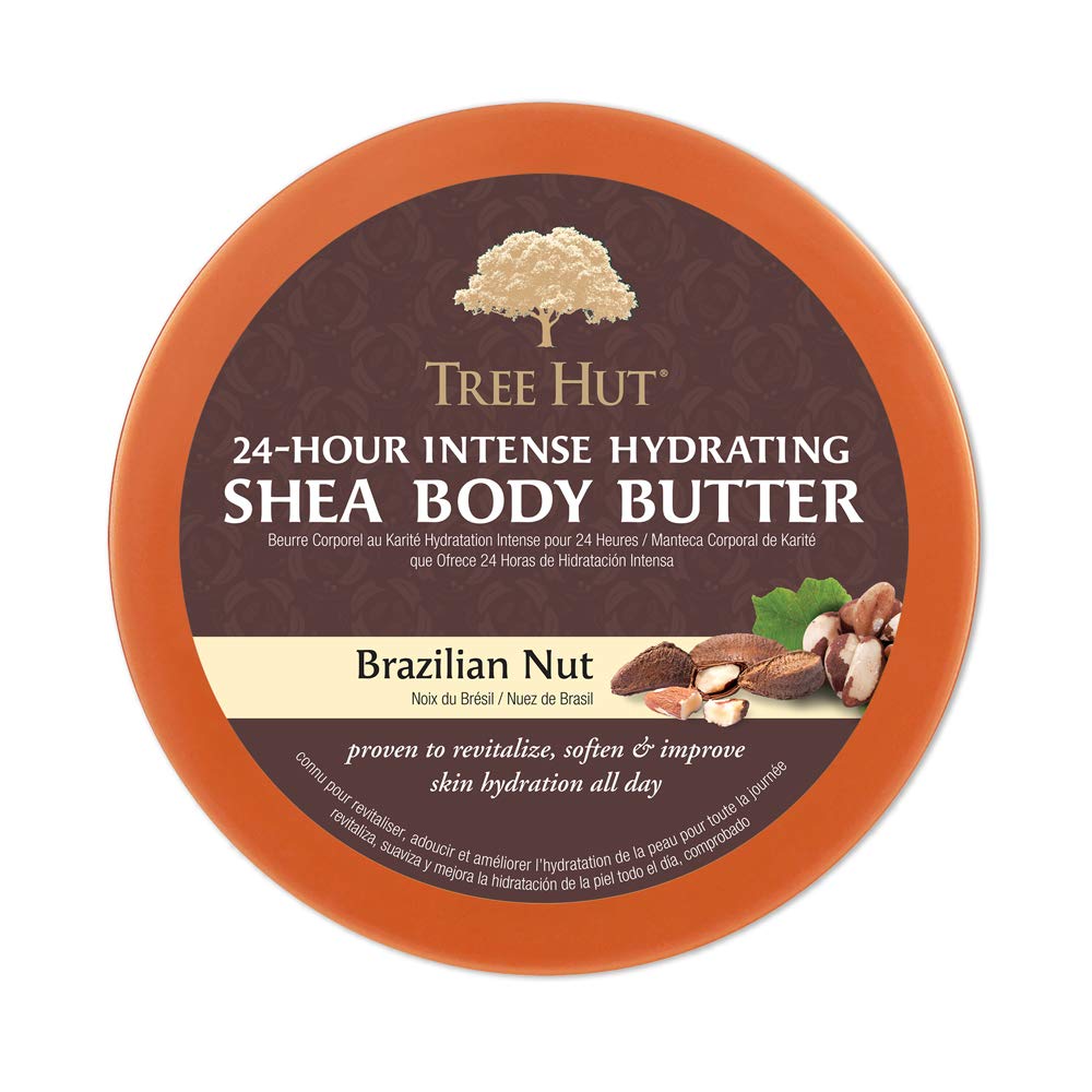 Tree Hut 24 hour Intense Hydrating Shea Body Butter, Hydrating Moisturizer with Pure Shea Butter for Nourishing Essential Body Care, Brazilian Nut, 7 Oz