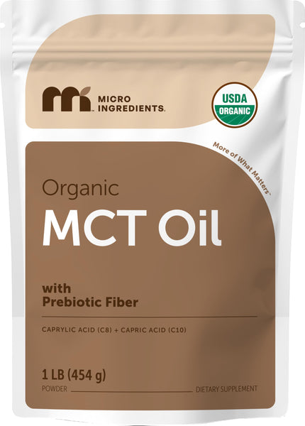Micro Ingredients Organic MCT Oil Powder with Prebiotic Fiber,1 Pound (16 Ounce) | C8 MCT Oil for Coffee Creamer | No GMOs, Keto Diet, Vegan