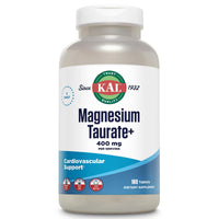 Thumbnail for KAL Magnesium Taurate 400mg Plus CoEnzyme Vitamin B6, Chelated Magnesium Supplement, Muscle Function, Gluten Free, Vegan, 90 Serv, 180 Tablets