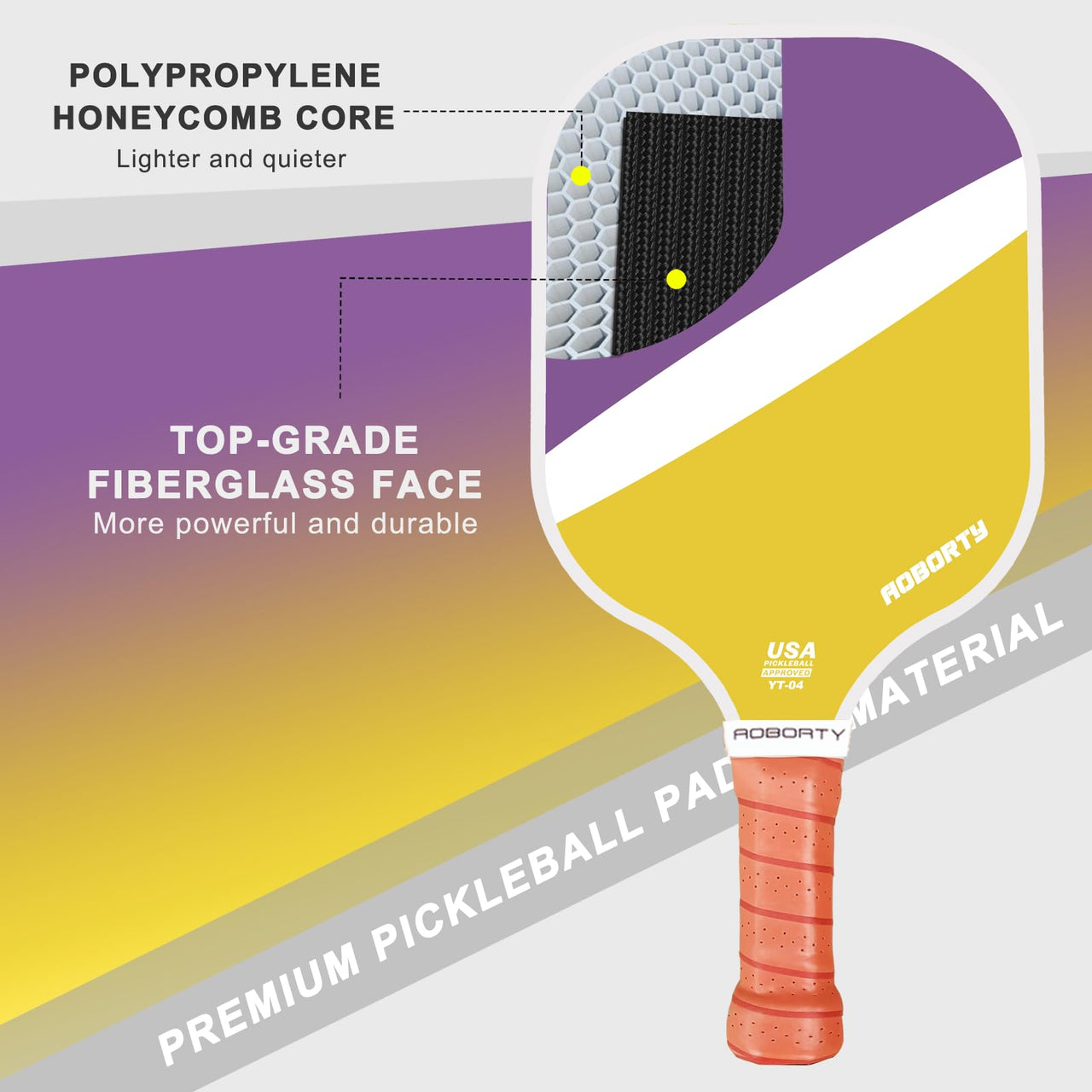 AOBORTY Pickleball Paddles 4 Pack - USAPA Light Graphite Premium Rackets Fiber Face & Polymer Honeycomb Core Pickleball Set with 6 Outdoor Indoor Balls Including Portable Carry Bag