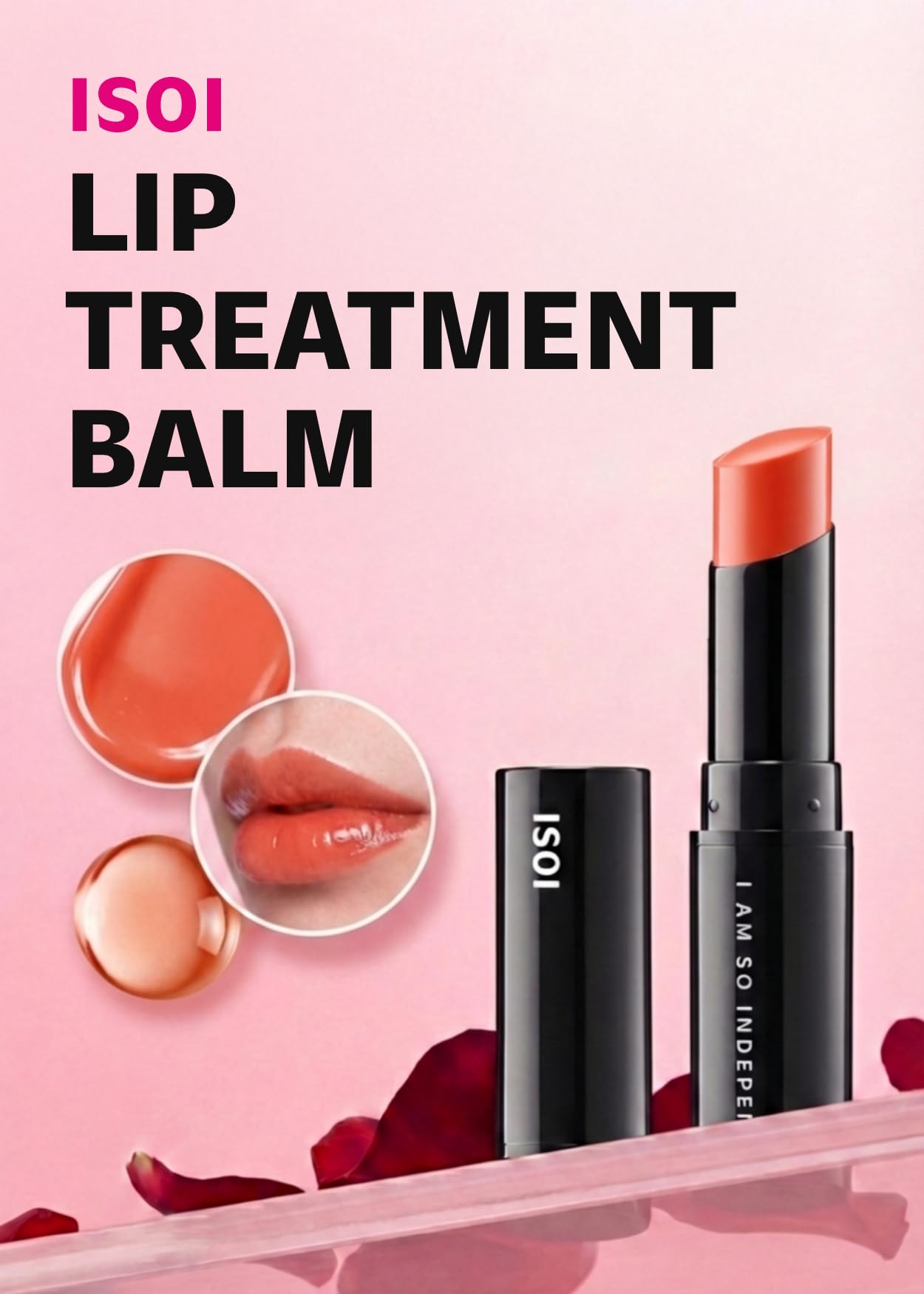 ISOI Bulgarian Rose Lip Treatment Balm (Rosy Coral) – Hydrating & Tinted Lip Balm for Dry Lips, Korean Skincare (0.18 oz, 5g)
