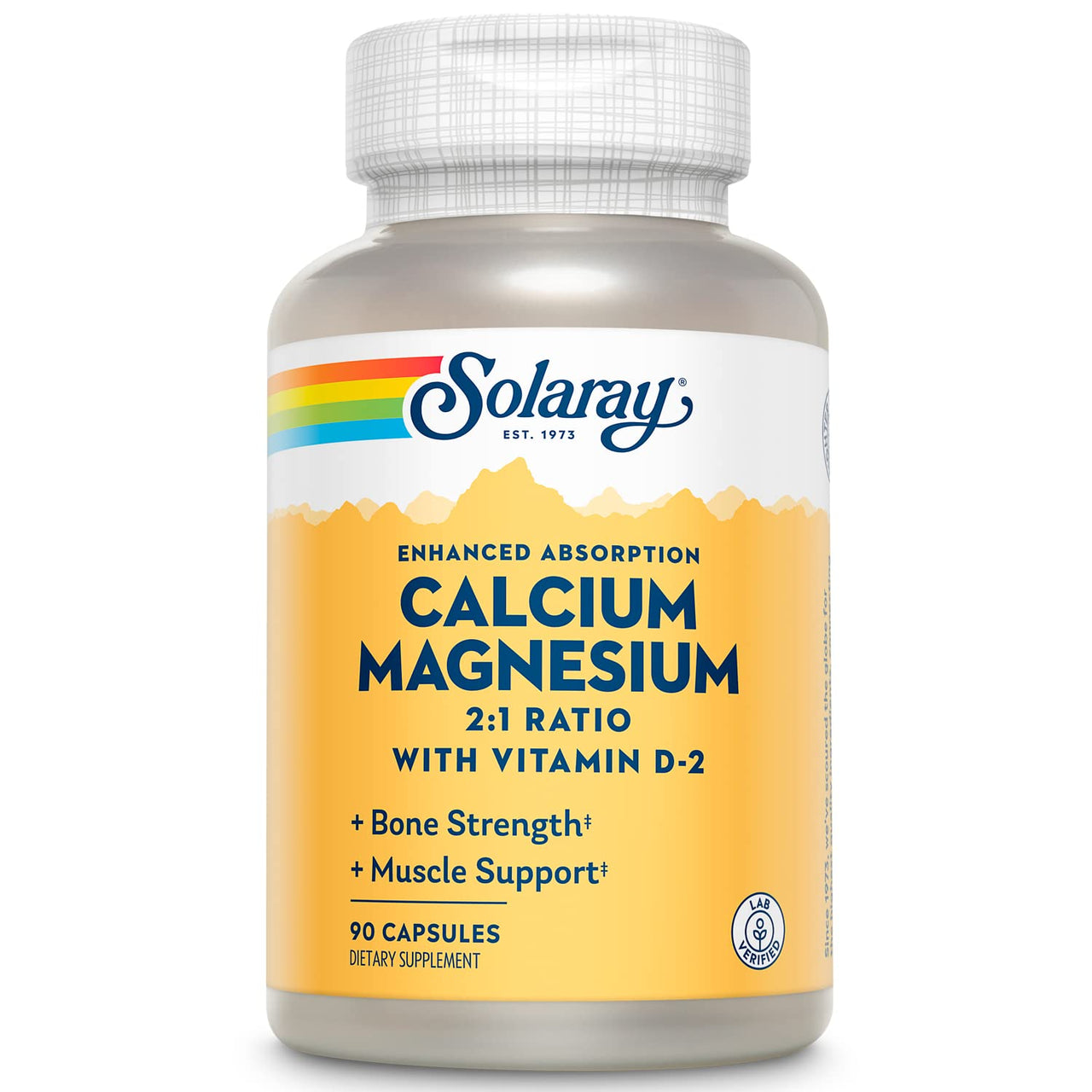 Solaray Calcium & Magnesium w/ D2 Amino Acid Chelate 2:1, Capsule (Btl-Plastic) | 90ct