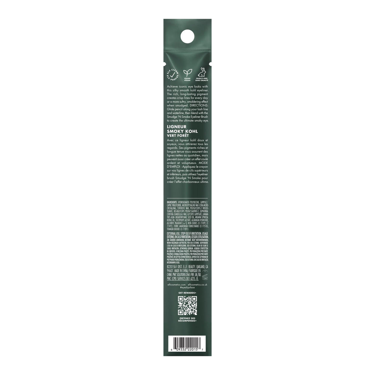 e.l.f. Smoky Kohl Eyeliner, Eye Pencil For Creating Long-Lasting, Bold, High-Pigmented Makeup Looks, Vegan & Cruelty-Free, Rose Emerald