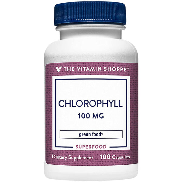 The Vitamin Shoppe Chlorophyll 100mg Natural Food Supplement, Green (100 Capsules)