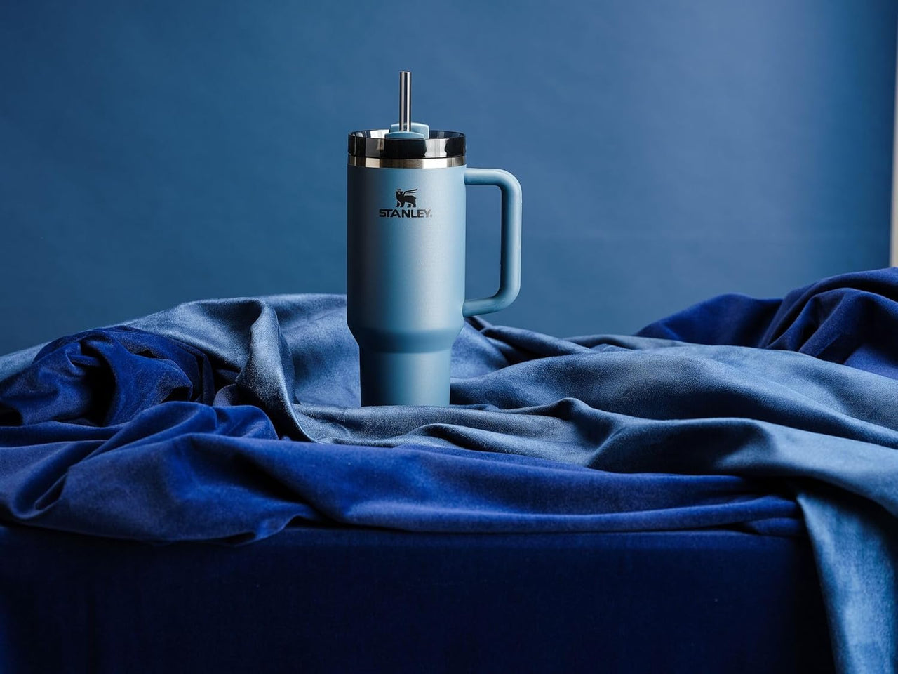Stanley Quencher H2.0 Tumbler with Handle and Straw 40 oz | Flowstate 3-Position Lid | Cup Holder Compatible for Travel | Insulated Stainless Steel Cup | BPA-Free | Blue Spruce