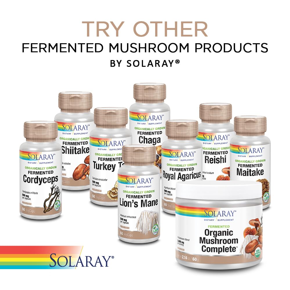 SOLARAY Maitake, Reishi, & Shiitake Mushroom Complex Capsules - Mushroom Supplement for Men & Women, 600 mg per Serving, Immune Health Support - 100 Veg Caps