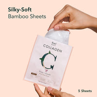 Thumbnail for Rael Face Mask Skin Care, Collagen Face Masks - Bamboo Facial Sheet Mask, Korean Skincare, with Collagen Essence and Fruit Extracts, Nourishing and Moisturizing, All Skin Types (Collagen, 5 Sheets)