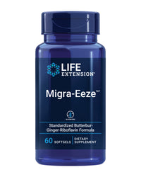 Thumbnail for Life Extension Migra-Eeze - Butterbur Root Extract with Vitamin B2 (Riboflavin) & Ginger Supplement - Formula to Ease Head Discomfort - Gluten-Free — 60 Softgels