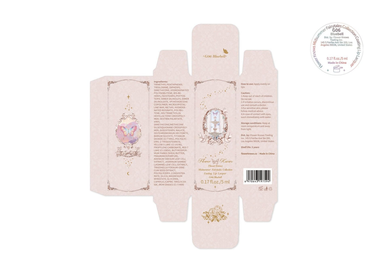 Flower Knows Midsummer Fairytales Lip Gloss-Glowy Moisturizing Coating Lip Lacquer-Hydrating Tinted Lip Oil for Girls&Women-Vegan & Cruelty Free-0.17Fl Oz(G06 Bluebell)