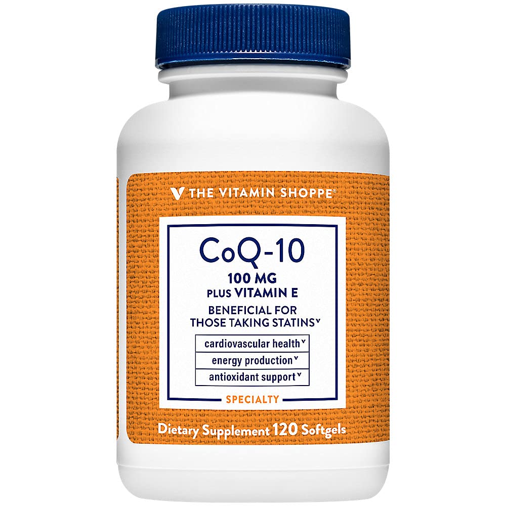 The Vitamin Shoppe CoQ-10 Plus Vitamin E 100MG, Supports Cardiovascular, Energy Production & Cellular Health (120 Softgels)
