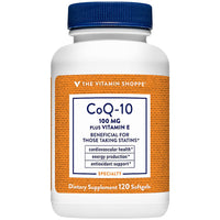 Thumbnail for The Vitamin Shoppe CoQ-10 Plus Vitamin E 100MG, Supports Cardiovascular, Energy Production & Cellular Health (120 Softgels)