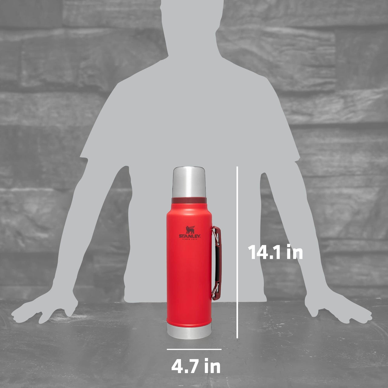 Stanley Classic Legendary Vacuum Bottle 1.5 qt | Wide Mouth with Leakproof Cup Lid | Keep Drinks Hot or Cold | Packable for Travel | Insulated Stainless Steel Thermos | BPA-Free | Lava
