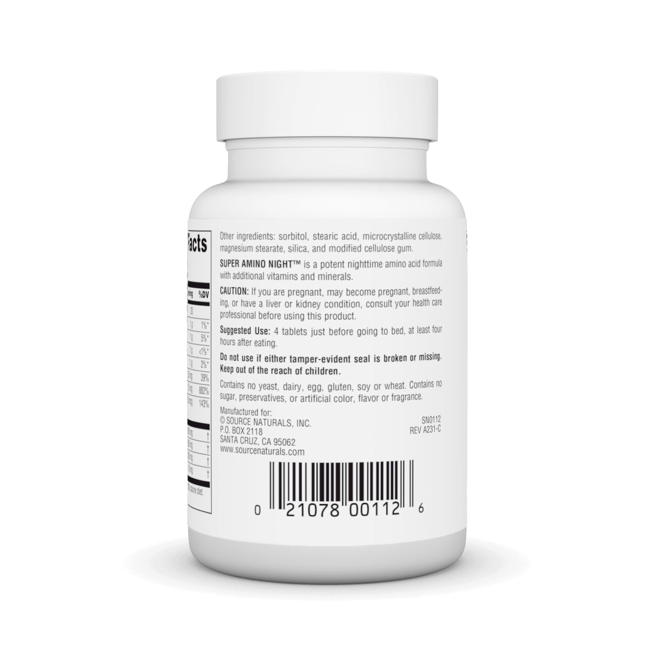 Source Naturals Super Amino Night - Advanced Amino Acid Formula - 60 Capsules