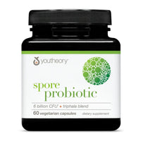 Thumbnail for Youtheory Spore Probiotic - 6 Billion CFU - Probiotic Digestive Supplement* - Resists Stomach Acid Breakdown* - Dairy, Gluten & Soy Free - 60 Vegetarian Capsules