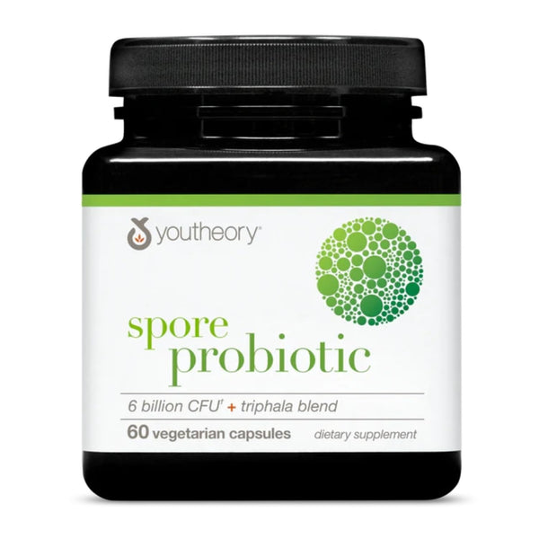Youtheory Spore Probiotic - 6 Billion CFU - Probiotic Digestive Supplement* - Resists Stomach Acid Breakdown* - Dairy, Gluten & Soy Free - 60 Vegetarian Capsules