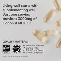 Thumbnail for Sports Research® Coconut MCT Oil 3000mg - Keto Brain & Body Fuel - C8 + C10 MCT Oil from Coconut · Keto · Non-GMO - Gluten Free - 240 Softgels