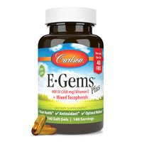 Thumbnail for Carlson - E-Gems Plus, 400 IU (268 mg), Natural-Source Vitamin E, Optimal Wellness, 140 Soft Gels