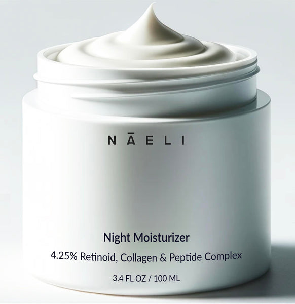 Retinoid Cream - 4.25% Retinol Night Moisturizer for Face & Neck with Collagen, Peptides & Hyaluronic Acid - Anti Aging Wrinkle Cream, Improves Skin Tone & Texture, 3.4 oz