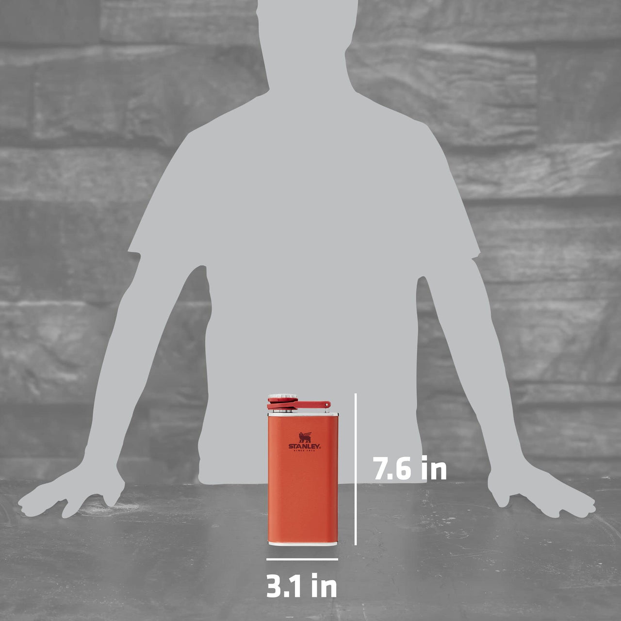 Stanley Classic Easy Fill Wide Mouth Flask 8 oz | Leakproof Hip Flask | Hinge Connected Never Lose Cap | Insulated Stainless Steel Liquor Container | BPA-Free | Cinnamon