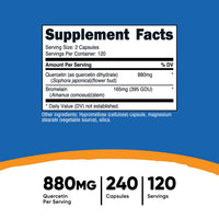 Thumbnail for Nutricost Quercetin 880mg, 240 Vegetarian Capsules with Bromelain (165mg) - 120 Servings (440mg Quercetin Per Cap) - Gluten Free, Non-GMO