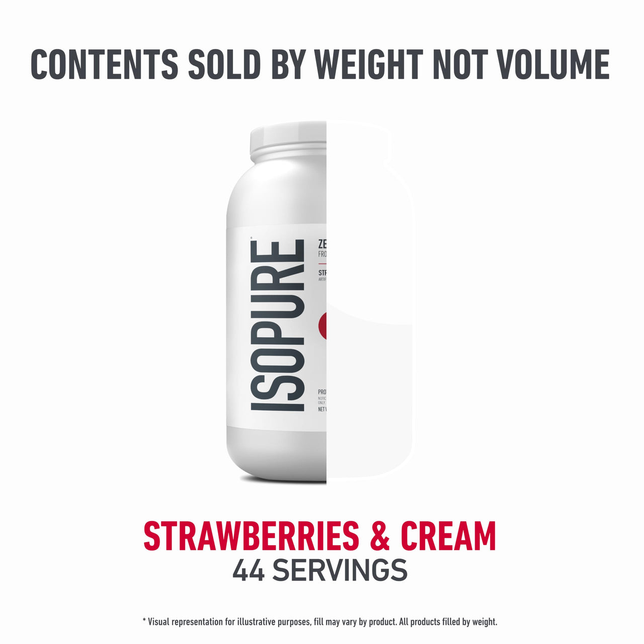 Isopure Zero Carb 100% Pure Whey Isolate Protein Powder, Gluten Free, With Vitamins, Strawberries & Cream, 25g Protein Per Serving, 3 Lbs, 44 Servings (Packaging May Vary)