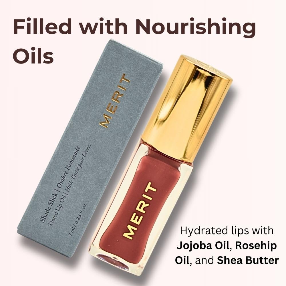 Merit Shade Slick Classics Tinted Lip Oil - Pink Beet (cool pink) 0.23 oz / 7 ml