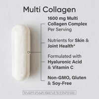 Thumbnail for Sports Research Multi Collagen Pills (Type I, II, III, V, X) Hydrolyzed Collagen Peptides with Hyaluronic Acid + Vitamin C | Non-GMO Verified & Gluten Free - 90 Capsules