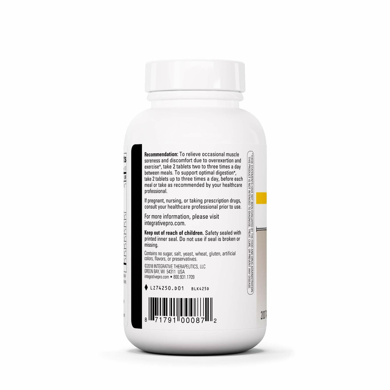Integrative Therapeutics Bio-Zyme - Pancreatic Enzyme Complex for Digestive Support* - Supports Healthy Digestion* - Undiluted Pancreatic Extract - 200 Tablets (100 Servings)