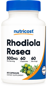 Thumbnail for Nutricost Rhodiola Rosea 500mg, 60 Vegetarian Capsules - Gluten Free and Non-GMO Rhodiola Rosea Supplement