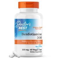 Thumbnail for Doctor's Best Benfotiamine 300 with BenfoPure, Helps Maintain Healthy Glucose Metabolism, Non-GMO, Vegan, Gluten Free, Soy Free, 300 mg, 60 Veggie Caps