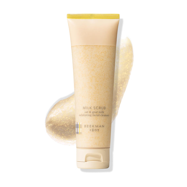 Beekman 1802 Oat & Goat Milk Exfoliating Face Wash & Facial Scrub – Gentle Pore Minimizing Exfoliating Cleanser with Jojoba Beads, Daily Face Wash for Sensitive Skin – Travel Size
