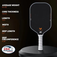 Thumbnail for JOJOLEMON Pickleball Paddles, Raw Carbon Fiber Rackets with 16mm Polymer Honeycomb Core, Hybrid Racquet Designed for Ultimate Spin & Consistency - USAPA Approved