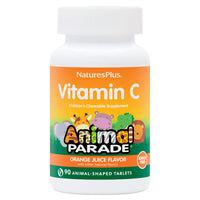 Thumbnail for NaturesPlus Animal Parade Sugar-Free Children's Vitamin C, Natural Orange Juice Flavor - 90 Chewable Animal Shaped Tablets - Immune Support - Gluten Free - 45 Servings