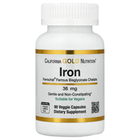 Thumbnail for Ferrochel Iron, Ferrous Bisglycinate Chelate Form, Gentle on The Stomach, 36 mg, 90 Veggie Capsules