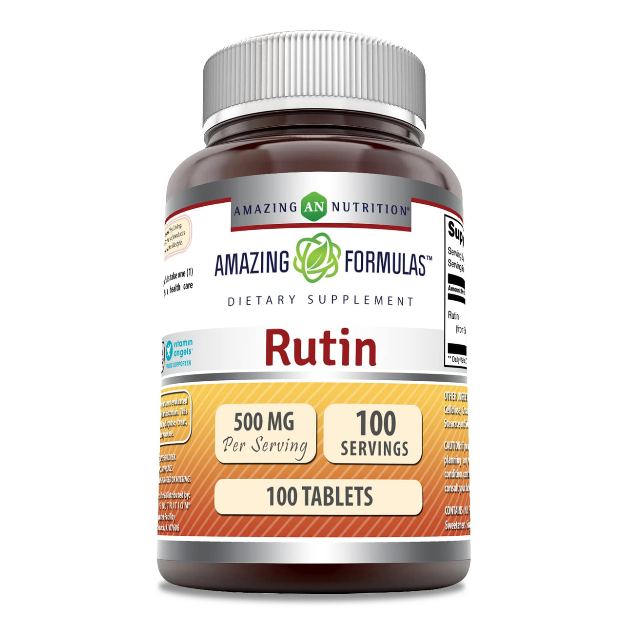 Amazing Formulas Rutin 500 Mg | Tablets Supplement | Non-GMO | Gluten-Free | Made in USA (1 Pack | 100 Count)