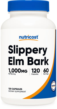 Thumbnail for Nutricost Slippery Elm Bark Capsules 1000mg Per Serving, 120 Capsules - Non-GMO, Gluten Free, Vegetarian Friendly