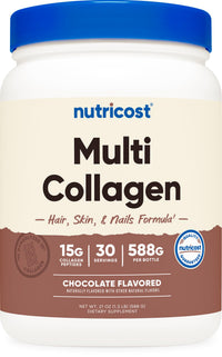 Thumbnail for Nutricost Multi Collagen + Beauty & Protein Powder (Milk Chocolate Flavor) 30 Servings - with Biotin and Collagen Peptides, Non-GMO, Gluten-Free