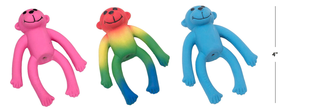 4 Inch Tiny Latex Dog Toy Cute Little Mini Monkey Squeaker for Small Breeds and Puppies (Rainbow)