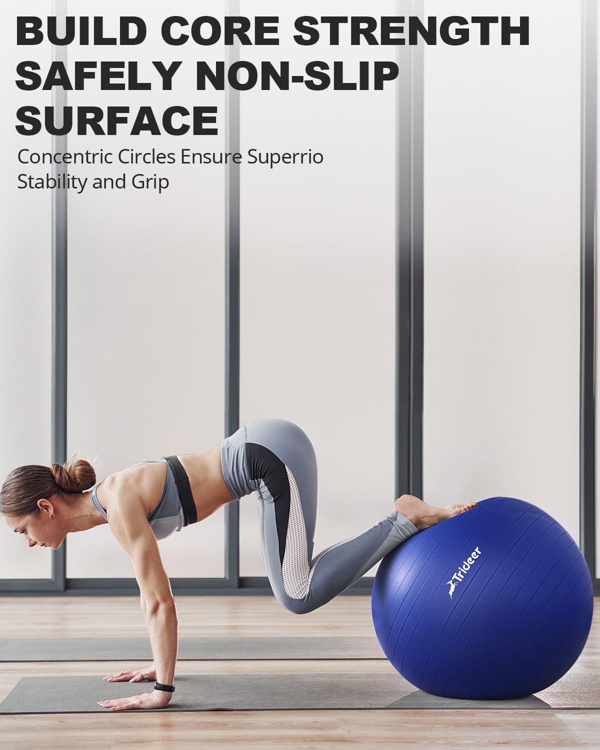 Trideer Extra Thick Yoga Ball Exercise Ball, 5 Sizes Ball Chair, Heavy Duty Swiss Ball for Balance, Stability, Pregnancy, Physical Therapy, Quick Pump