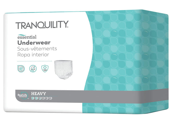 Tranquility Essential Underwear, for Heavy Incontinence, Soft & Breathable Pull-On Style, Full-Rise Fit, Secure Protection with Kufguards, Latex-Free, Unisex, Adult Medium, 20ct Bag