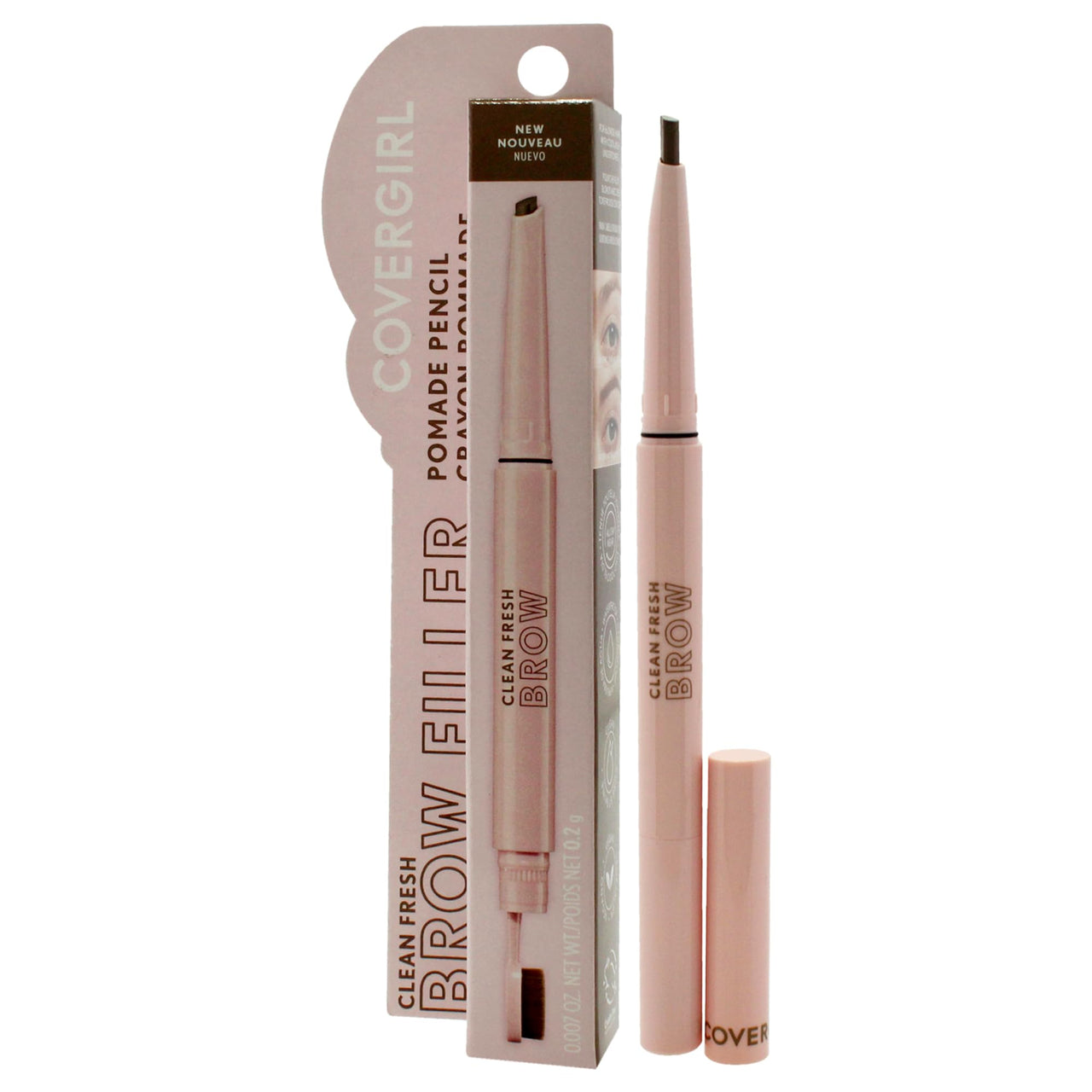 Covergirl Clean Fresh Brow Filler Pomade, 200 Blonde, Eyebrow Pencil, Ultra-Precise Tip, Creamy Formula, Highly Pigmented, Soft Matte Finish, Vegan Formula, 0.007oz