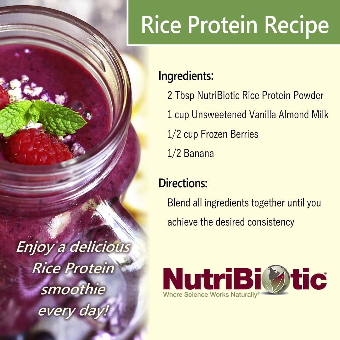NutriBiotic – Vanilla Rice Protein, 1 Lb 5 Oz (600g) | Low Carb, Keto-Friendly, Vegan, Raw Protein Powder | Grown & Processed Without Chemicals, GMOs or Gluten | Easy to Digest & Nutrient-Rich