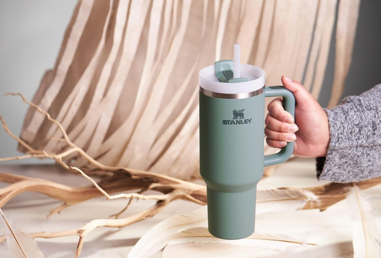 Stanley Quencher H2.0 Tumbler with Handle and Straw 40 oz | Flowstate 3-Position Lid | Cup Holder Compatible for Travel | Insulated Stainless Steel Cup | BPA-Free | Shale