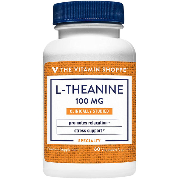 The Vitamin Shoppe L-Theanine 100MG - Calm Focus, Stress Support & Relaxation, Amino Acid from Green Tea (60 Capsules)