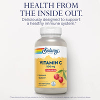 Thumbnail for SOLARAY Chewable Vitamin C 500 mg, Natural Cherry Flavor with Natural Sweeteners, Antioxidant and Immune Support Supplement with Whole Food Base, 60-Day Guarantee, 100 Servings, 100 Chewables