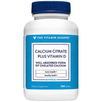 Thumbnail for The Vitamin Shoppe Calcium Citrate 400IU - Bone Strength, Teeth Health & Muscle Function, Highly Absorbable (240 Tablets)