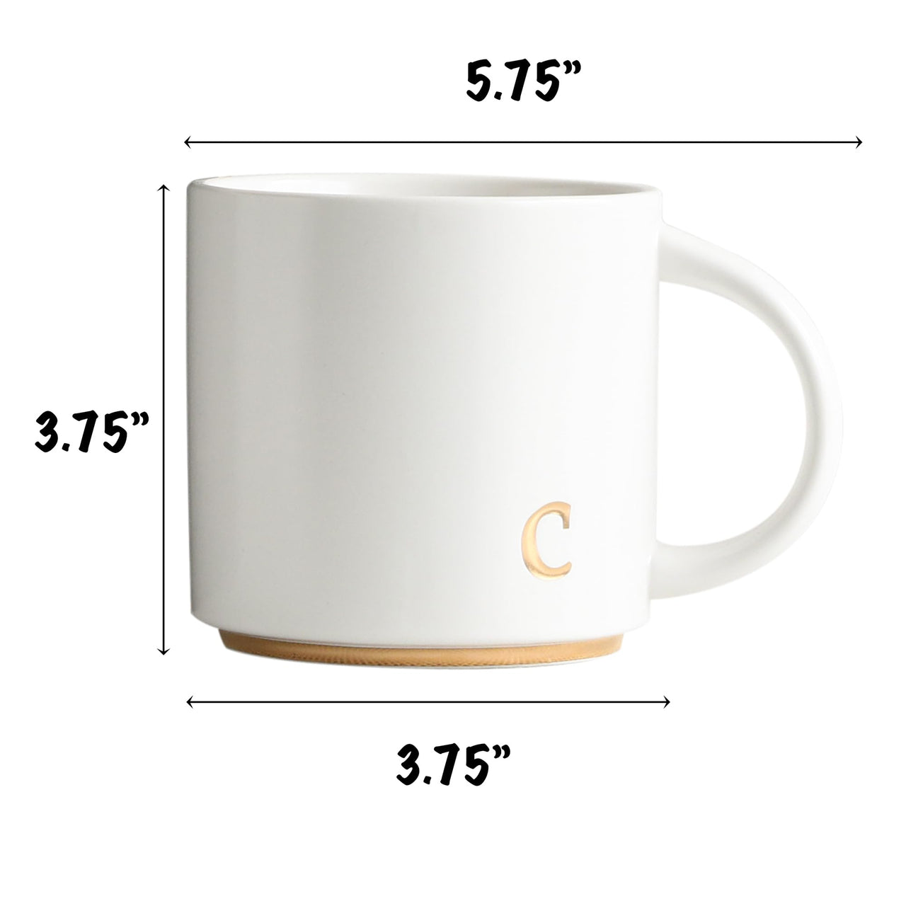 COLLECTIVE HOME - Monogram Ceramic Mugs, 15 oz Golden Initial Coffee Cups, Elegant Alphabet Tea Mugs, Elegant Personalized Mug with Gift Box, Luxurious Cups for Office and Home (c)