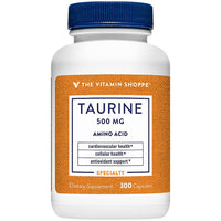 Thumbnail for The Vitamin Shoppe Taurine 500mg with B6 - Cardiovascular & Antioxidant Support | Free-Form Amino Acid | 300 Capsules | Cellular Health