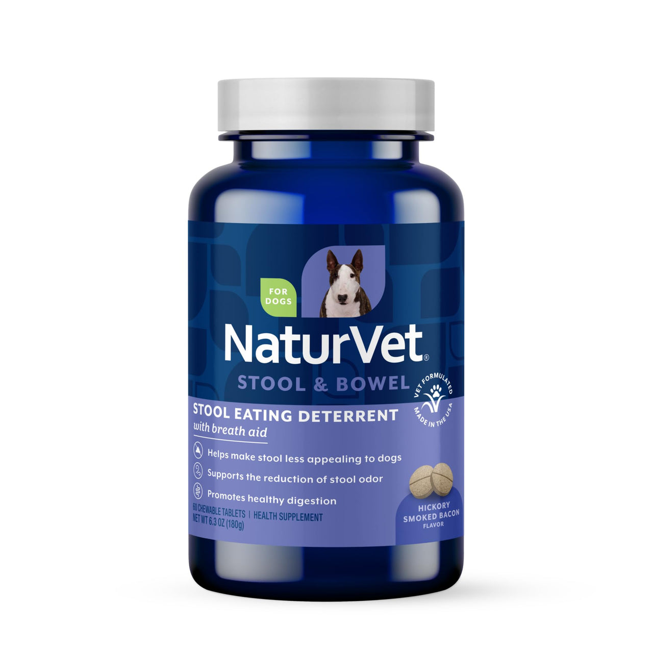 NaturVet – Coprophagia Stool Eating Deterrent Plus Breath Aid | Deters Dogs from Consuming Stool | Enhanced with Breath Freshener, Enzymes & Probiotics | 60 Chewable Tablets