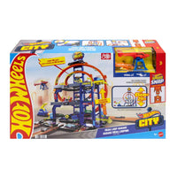 Thumbnail for Hot Wheels Mega Loop Garage Track Set with Toy Car & Helicopter